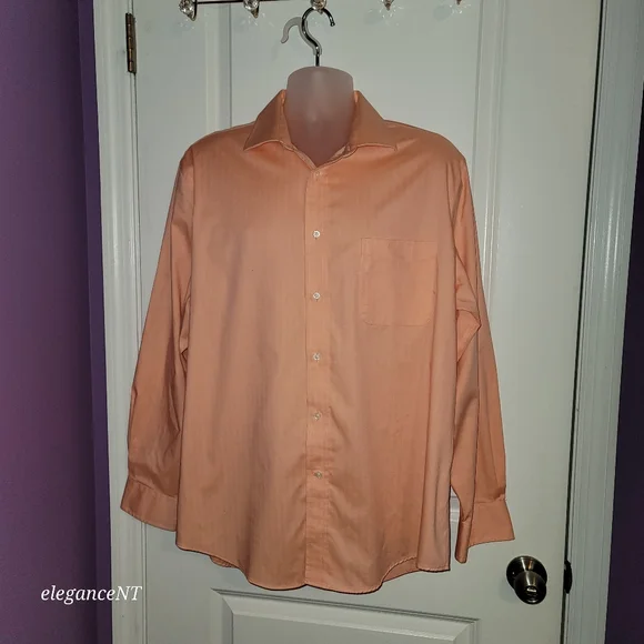 Ralph Lauren Men's Peach Long Sleeve Regular Fit Shirt Sz: XL (17 1/2 collar) - Picture 5 of 10